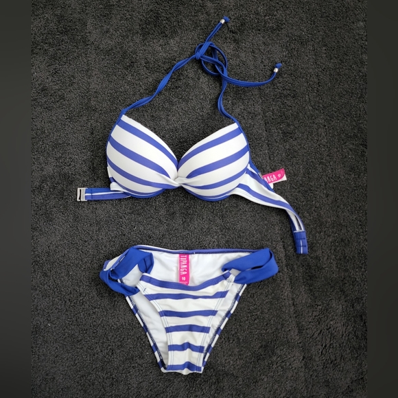 Topanga Bikini Set Blue and White Stripes - Picture 2 of 9